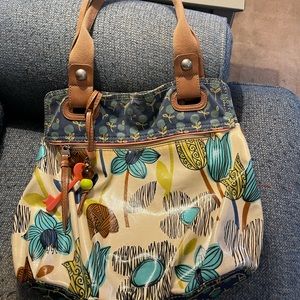Fossil shoulder bag blue/green pattern